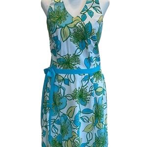 Catherine Stewart BellePointe Hampton Floral Halter Dress Blue Green White